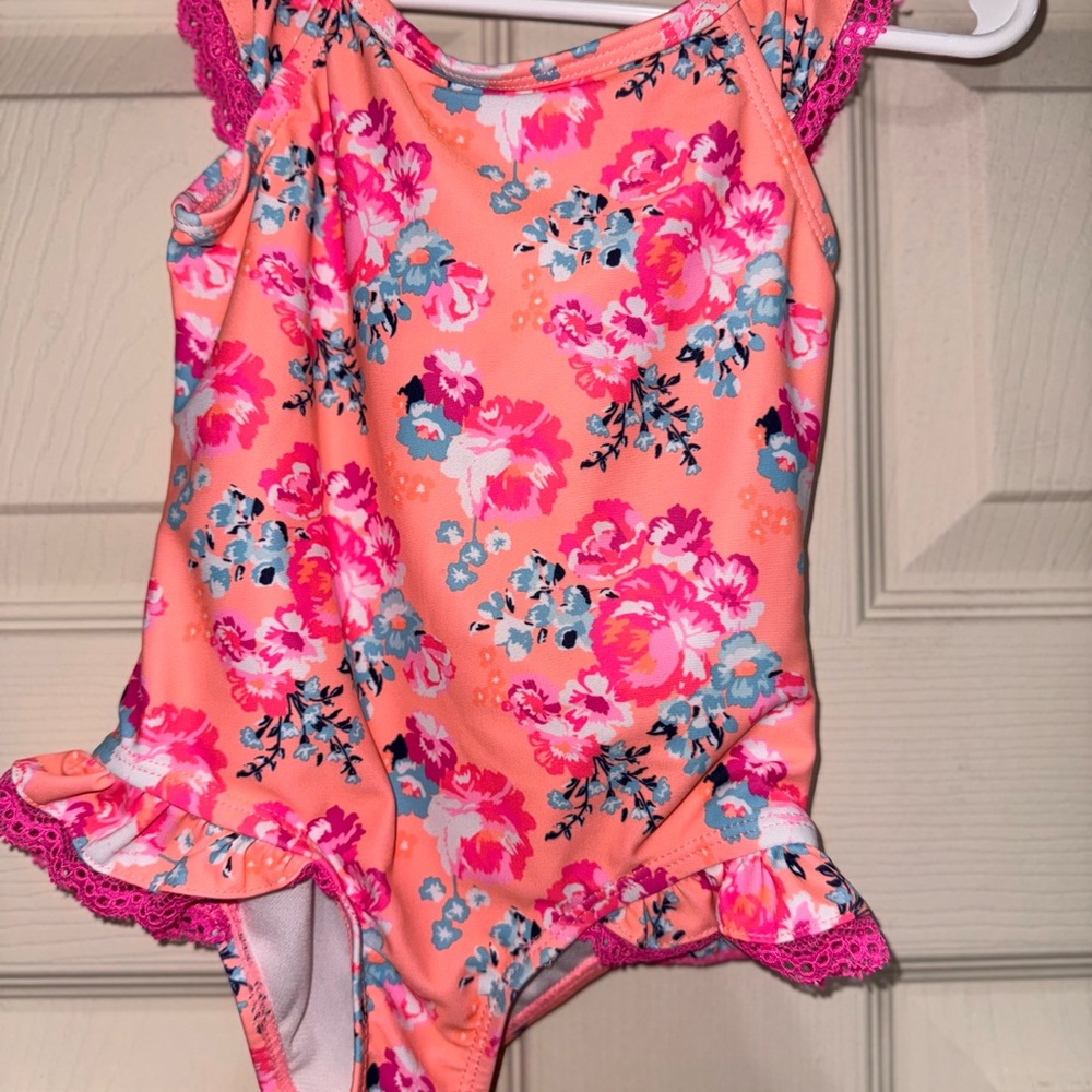 Floral Pink Ruffle Swimsuit